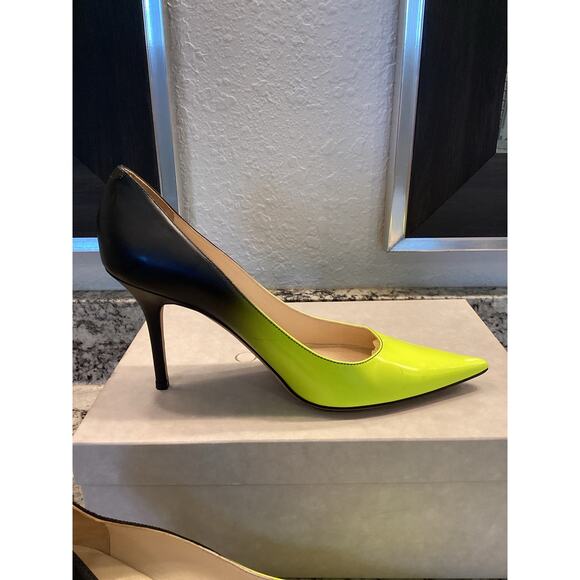 Jimmy Choo Agnes Degrade neon yellow green matte black Ombre pump heels 40.5 - Picture 6 of 17